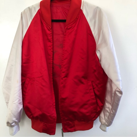 Vintage Korea Satin Bomber Dragon Jacket Embroidery Red Zip Up about mens small - Picture 6 of 8